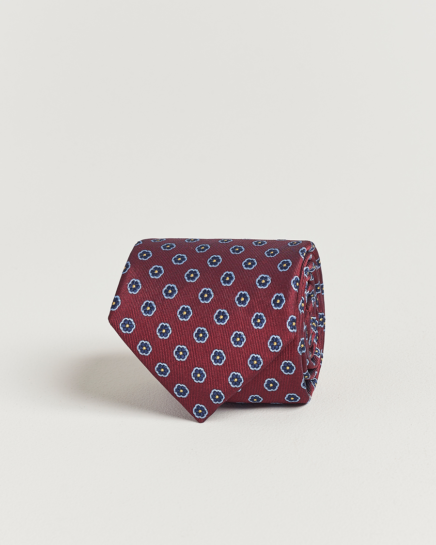 Herre | E. Marinella 3-Fold Jacquard Silk Tie Burgundy | E. Marinella | 3-Fold Jacquard Silk Tie Burgundy