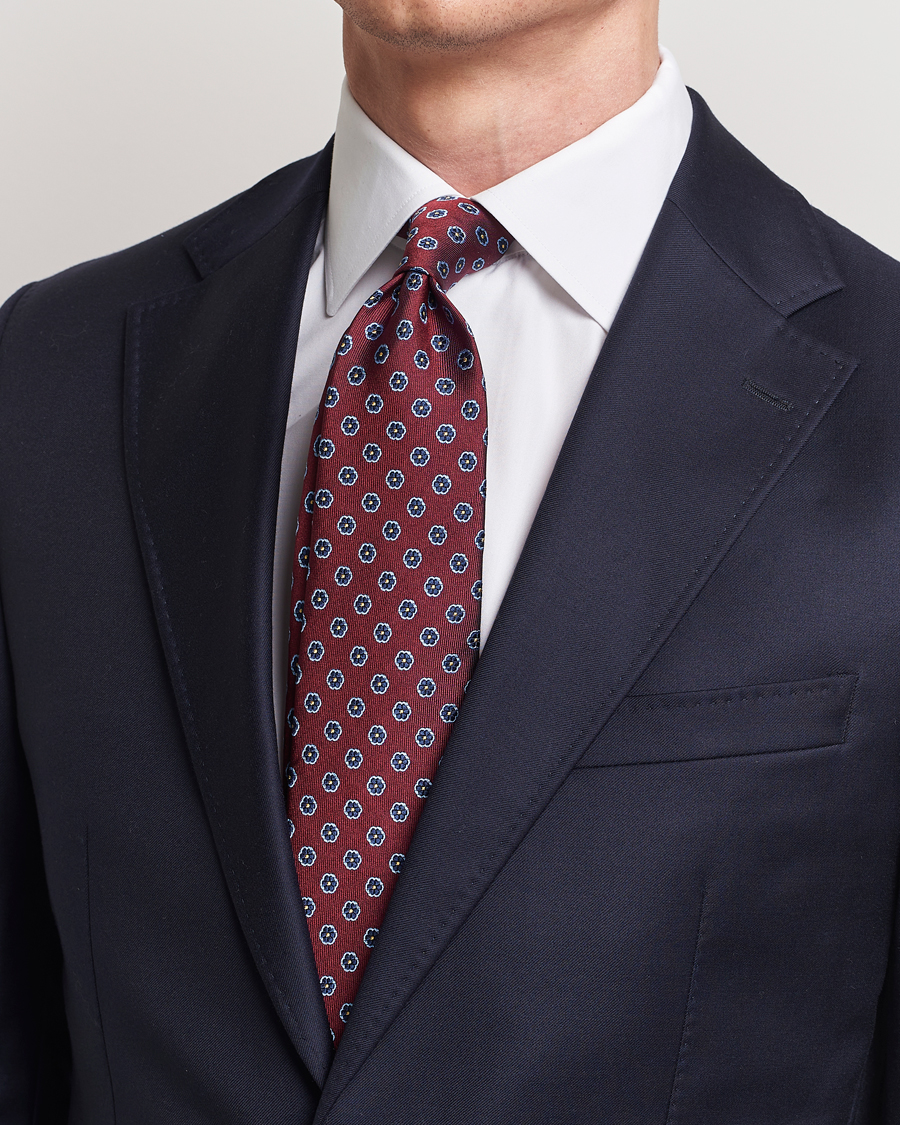 Herre | E. Marinella 3-Fold Jacquard Silk Tie Burgundy | E. Marinella | 3-Fold Jacquard Silk Tie Burgundy
