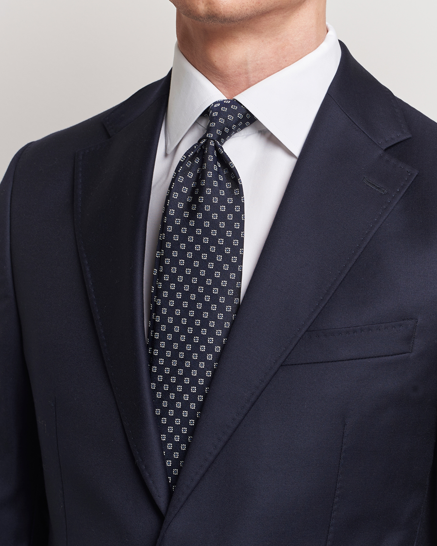 Herre | Afdelinger | E. Marinella | 3-Fold Jacquard Silk Tie Navy