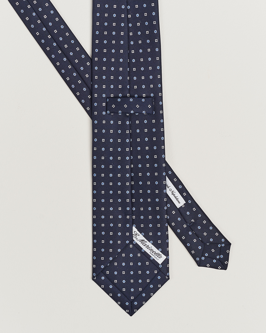Herre | Tilbehør | E. Marinella | 3-Fold Printed Silk Tie Navy