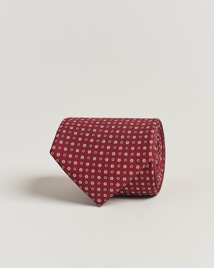 Herre |  | E. Marinella | 3-Fold Printed Silk Tie Burgundy