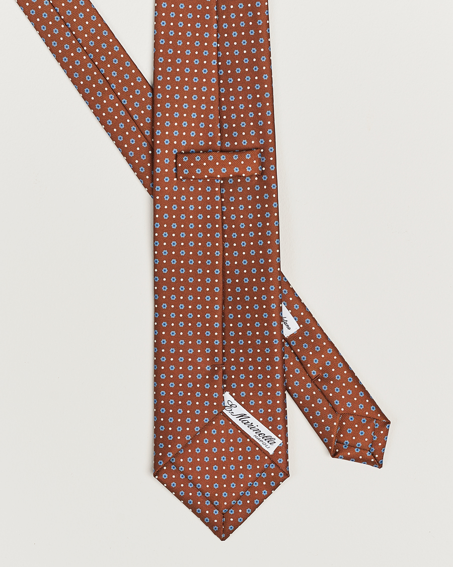 Herre |  | E. Marinella | 3-Fold Printed Silk Tie Brown