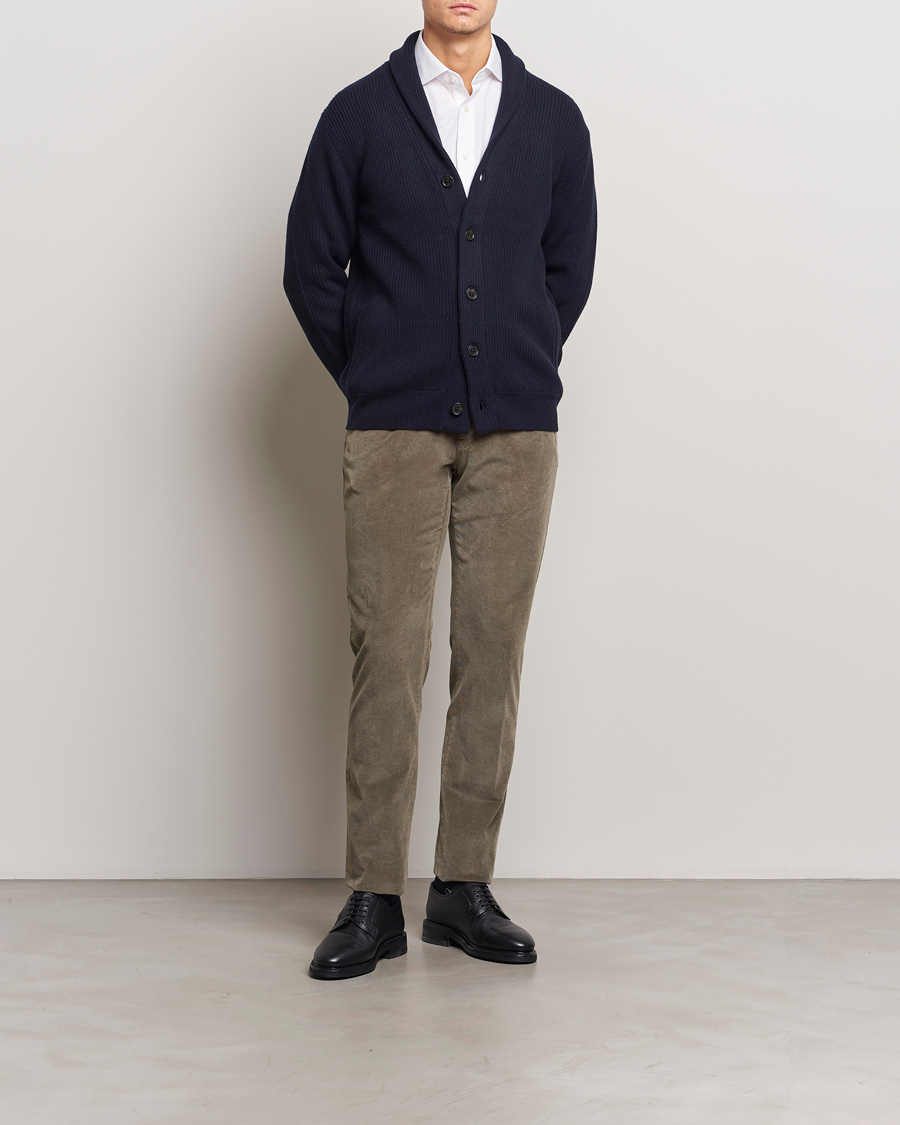 Herre | Trøjer | Charles Tyrwhitt | Chunky Merino Shawl Neck Cardigan Navy