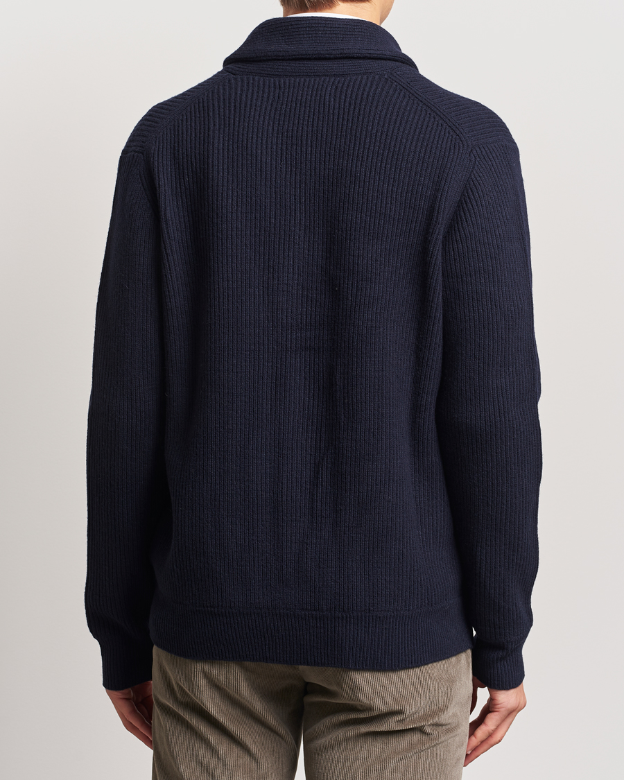 Herre | Trøjer | Charles Tyrwhitt | Chunky Merino Shawl Neck Cardigan Navy