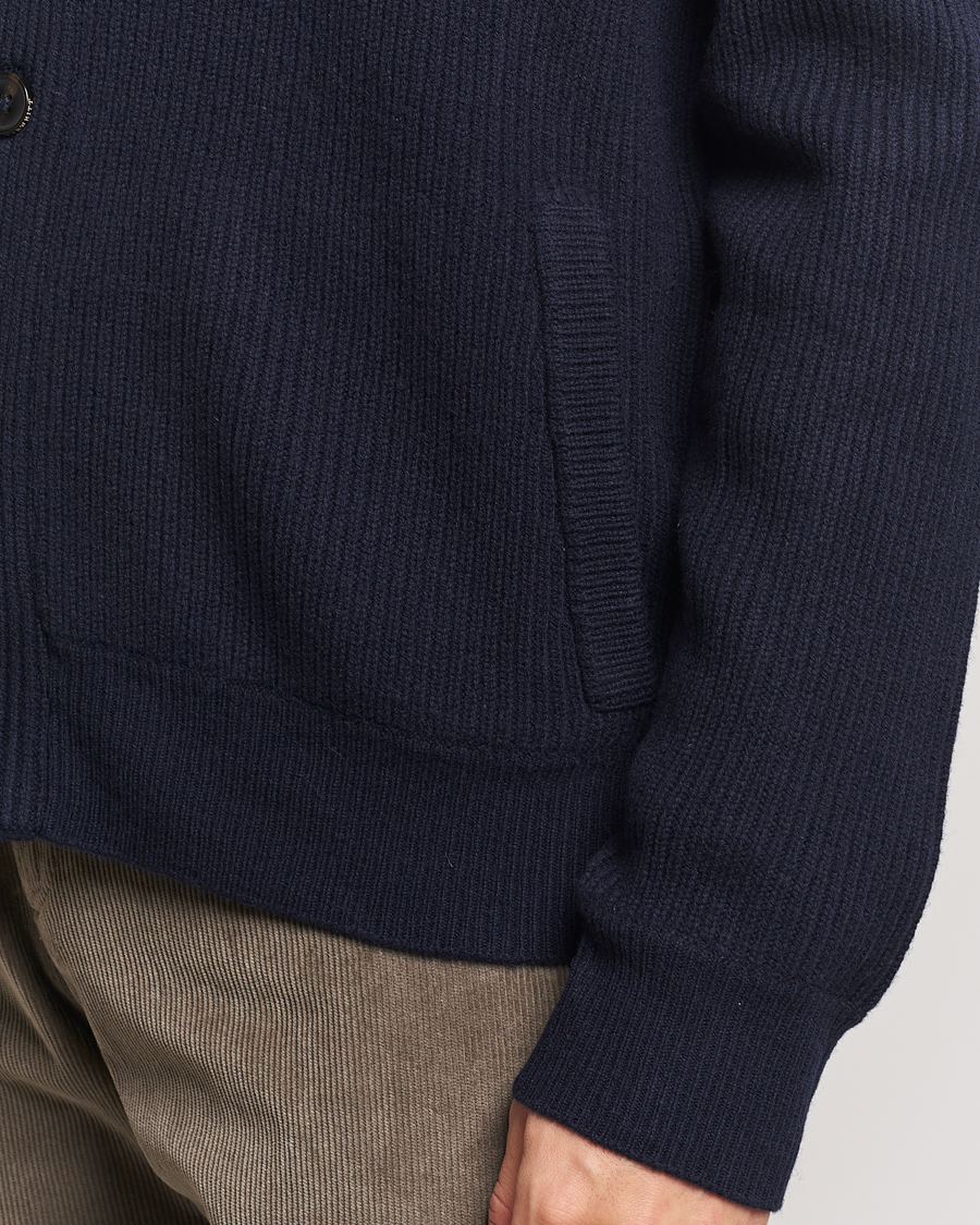 Herre | Trøjer | Charles Tyrwhitt | Chunky Merino Shawl Neck Cardigan Navy