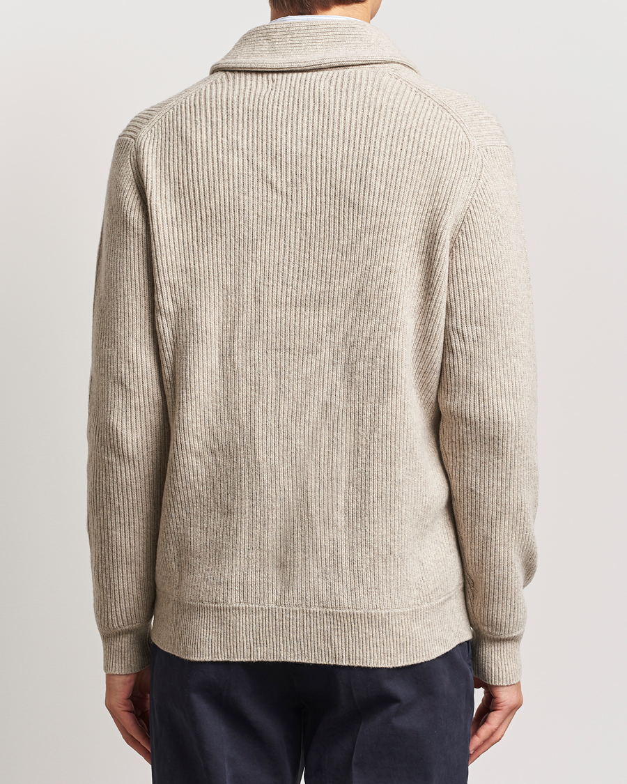 Herre | Trøjer | Charles Tyrwhitt | Chunky Merino Shawl Neck Cardigan Oatmeal