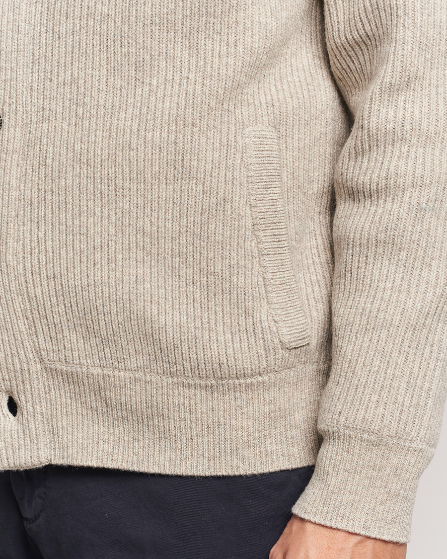 Herre | Trøjer | Charles Tyrwhitt | Chunky Merino Shawl Neck Cardigan Oatmeal