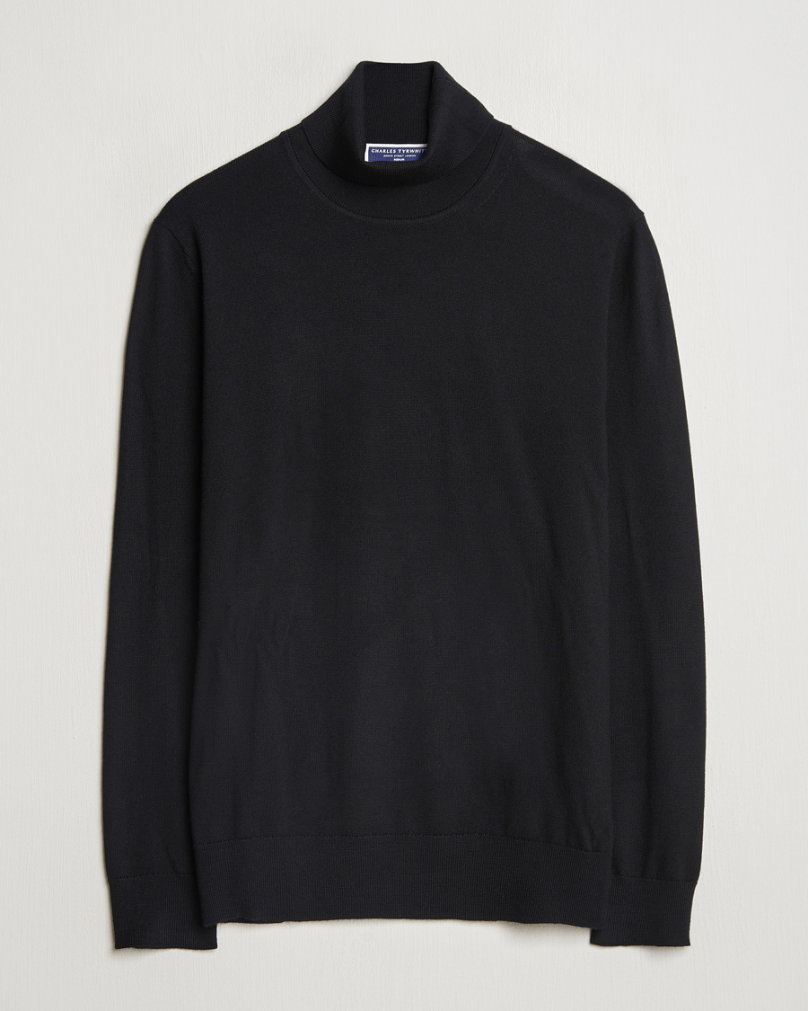 Herre | Trøjer | Charles Tyrwhitt | Pure Merino Roll Neck Jumper Black