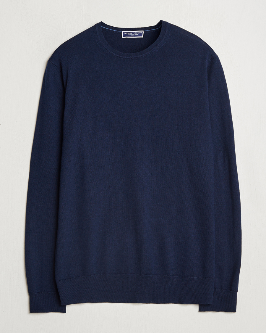 Herre | Trøjer | Charles Tyrwhitt | Pure Merino Crew Neck Jumper Navy