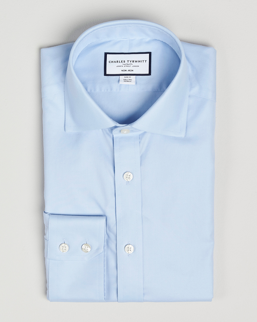 Herre | Skjorter | Charles Tyrwhitt | Slim Fit Non Iron Cotton Twill Shirt Sky