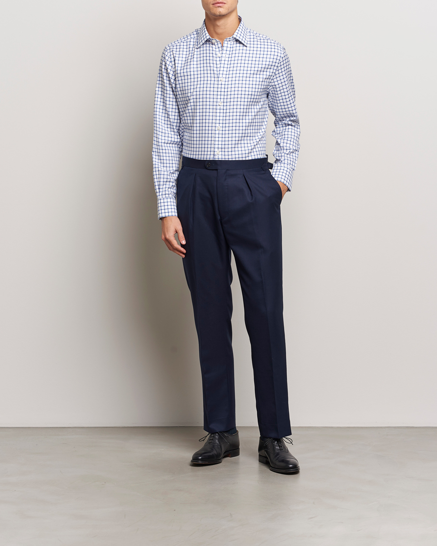 Herre | Skjorter | Charles Tyrwhitt | Slim Fit Non Iron Grid Check Shirt Royal Blue