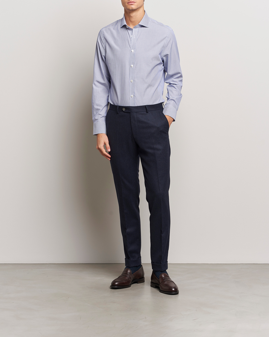 Herre | Skjorter | Charles Tyrwhitt | Slim Fit Non Iron Bengal Stripe Poplin Shirt Navy
