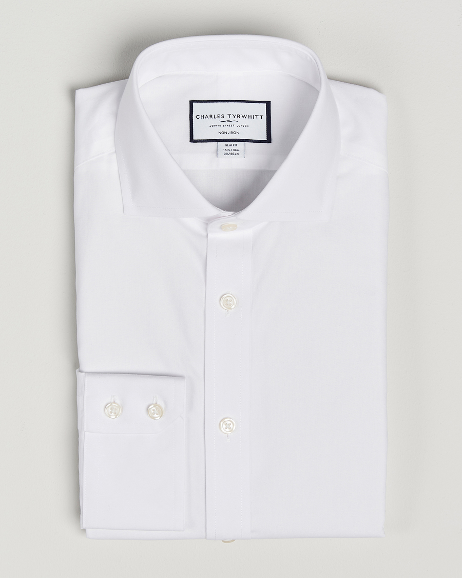 Herre | Skjorter | Charles Tyrwhitt | Slim Fit Non Iron Poplin Cut Away Shirt White
