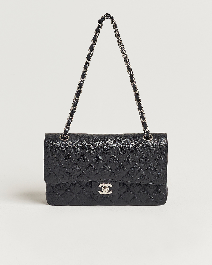 Herre | Chanel Pre-Owned Classic Medium Double Flap Bag Caviar Leather Black | Chanel Pre-Owned | Classic Medium Double Flap Bag Caviar Leather Black