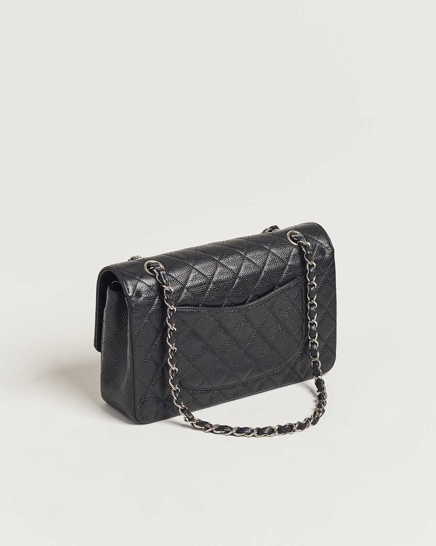 Herre | Chanel Pre-Owned Classic Medium Double Flap Bag Caviar Leather Black | Chanel Pre-Owned | Classic Medium Double Flap Bag Caviar Leather Black