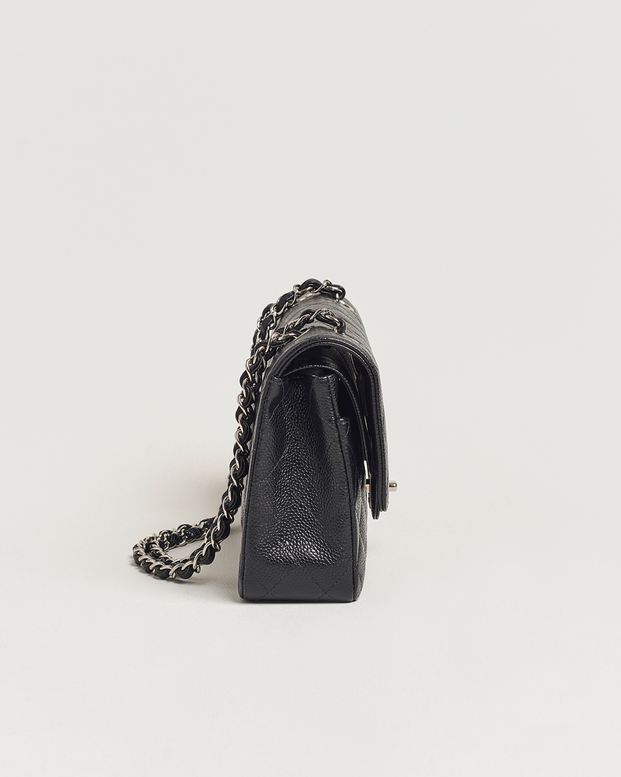 Herre | Chanel Pre-Owned Classic Medium Double Flap Bag Caviar Leather Black | Chanel Pre-Owned | Classic Medium Double Flap Bag Caviar Leather Black