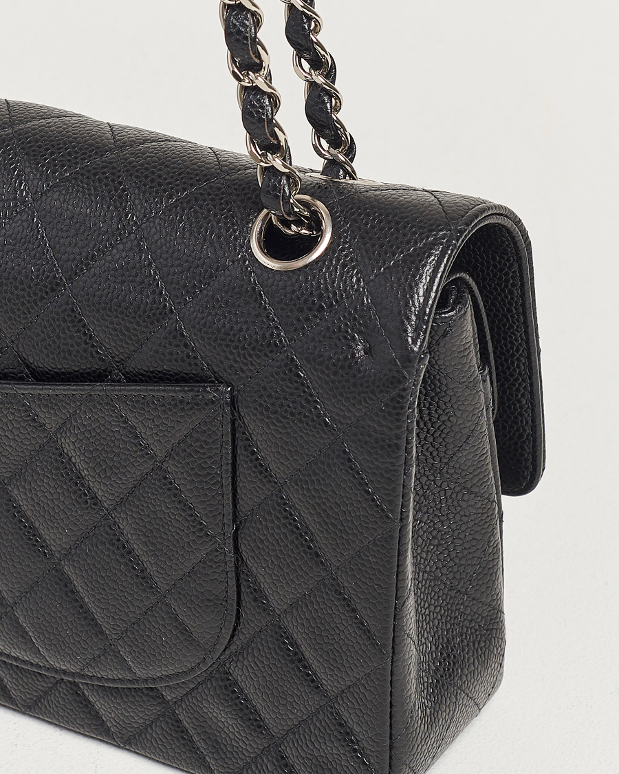 Herre | Chanel Pre-Owned Classic Medium Double Flap Bag Caviar Leather Black | Chanel Pre-Owned | Classic Medium Double Flap Bag Caviar Leather Black