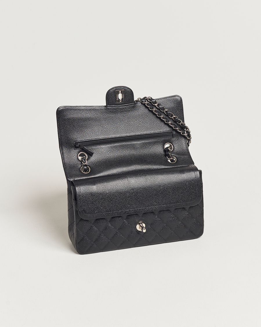 Herre | Chanel Pre-Owned Classic Medium Double Flap Bag Caviar Leather Black | Chanel Pre-Owned | Classic Medium Double Flap Bag Caviar Leather Black