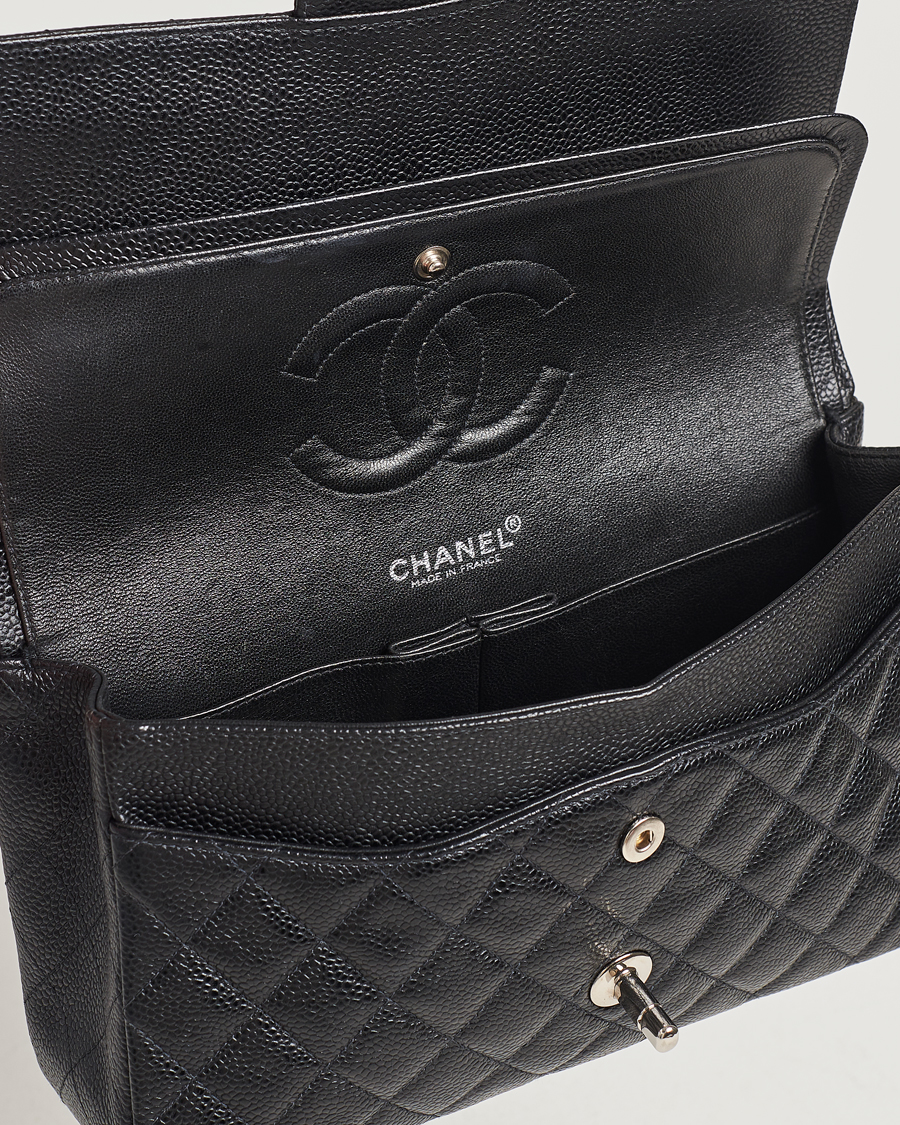 Herre | Chanel Pre-Owned Classic Medium Double Flap Bag Caviar Leather Black | Chanel Pre-Owned | Classic Medium Double Flap Bag Caviar Leather Black