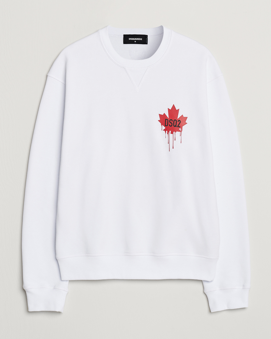 Herre | Trøjer | Dsquared2 | Small Leaf Sweatshirt White