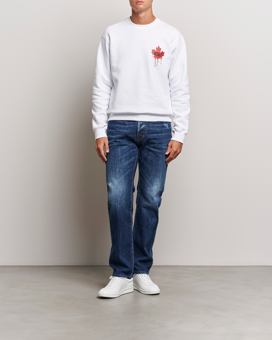 Herre | Trøjer | Dsquared2 | Small Leaf Sweatshirt White