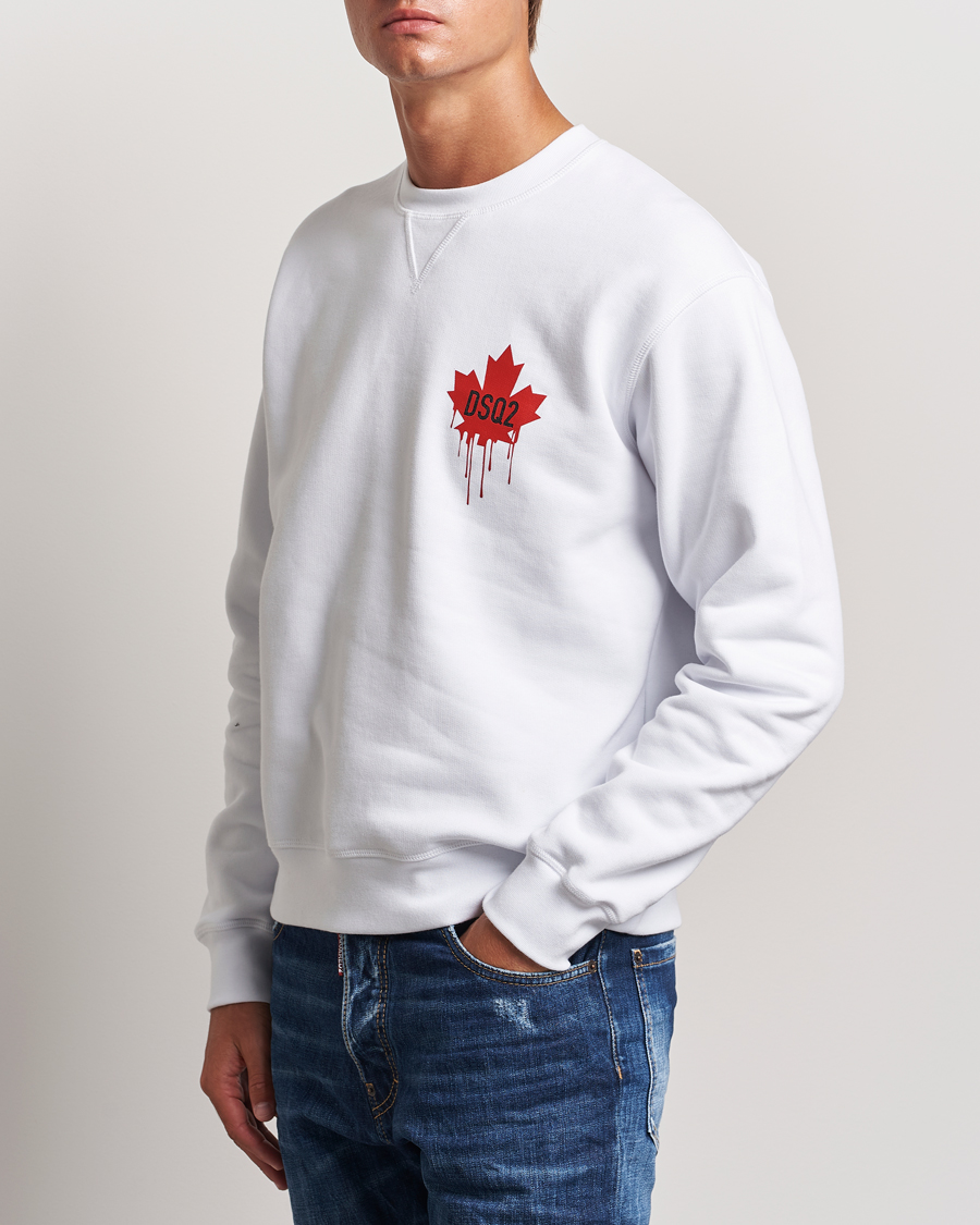 Herre | Trøjer | Dsquared2 | Small Leaf Sweatshirt White