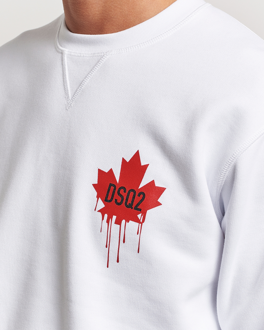 Herre | Trøjer | Dsquared2 | Small Leaf Sweatshirt White