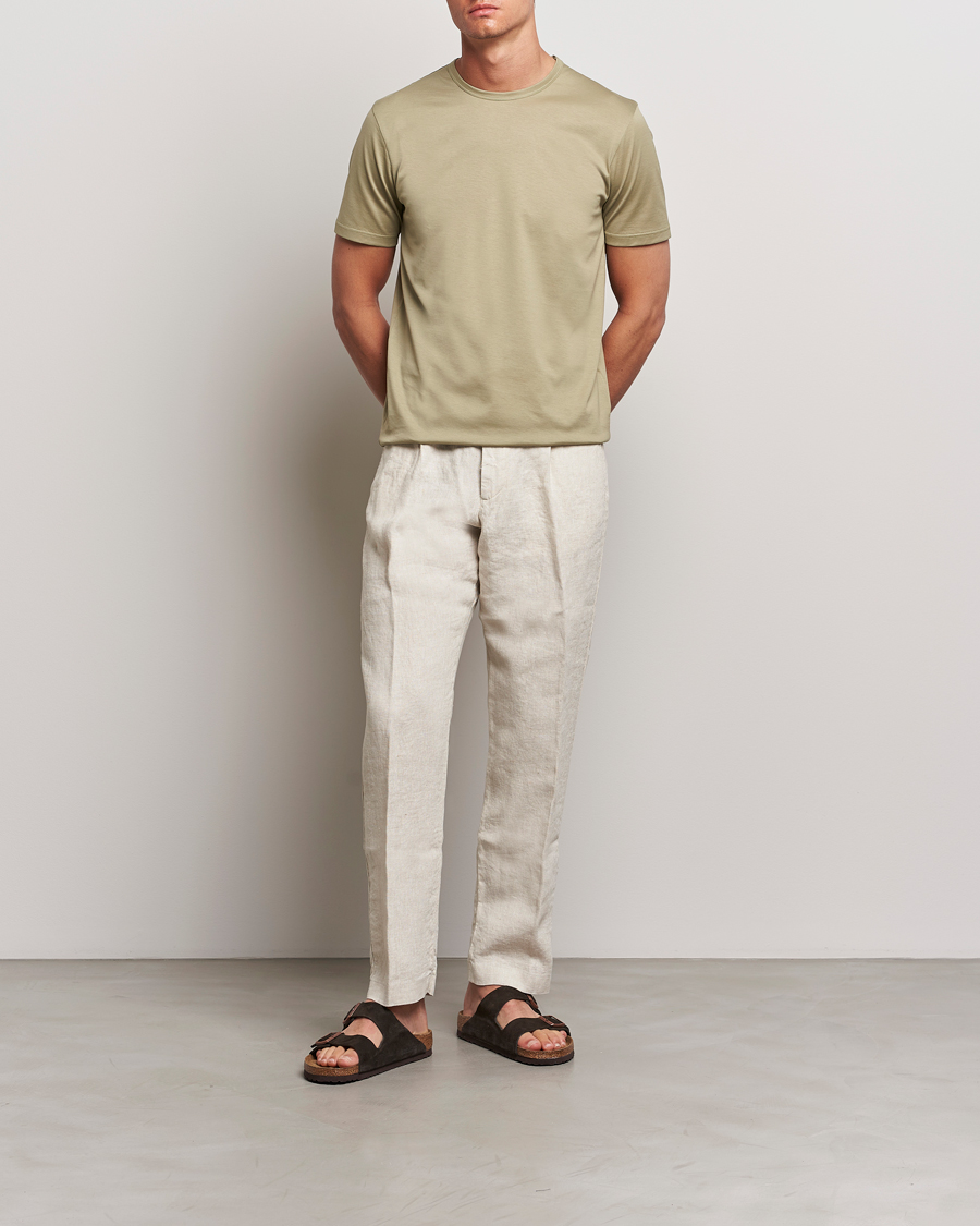 Herre | T-Shirts | Sunspel | Crew Neck Q82 Cotton T-Shirt Pale Khaki