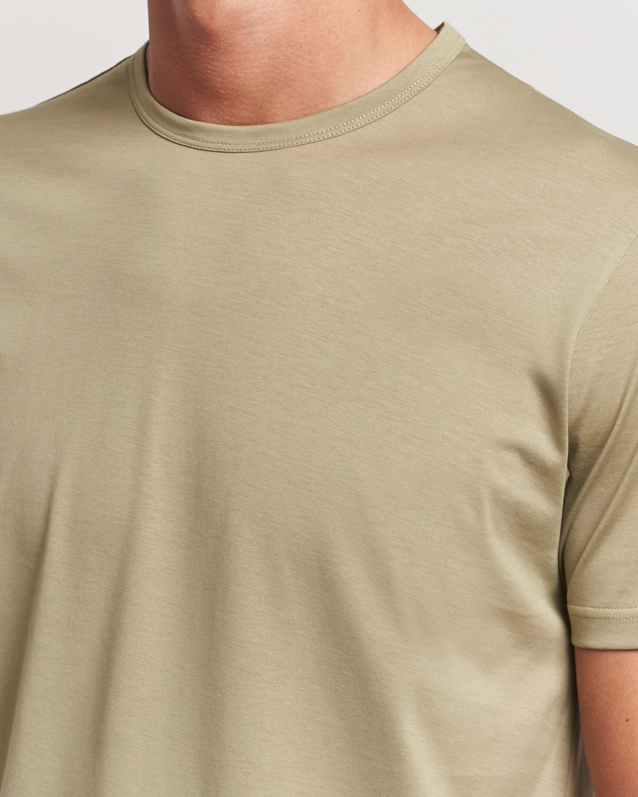Herre | T-Shirts | Sunspel | Crew Neck Q82 Cotton T-Shirt Pale Khaki
