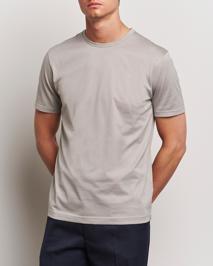 Herre | Nyheder | Sunspel | Crew Neck Cotton Tee Mid Grey