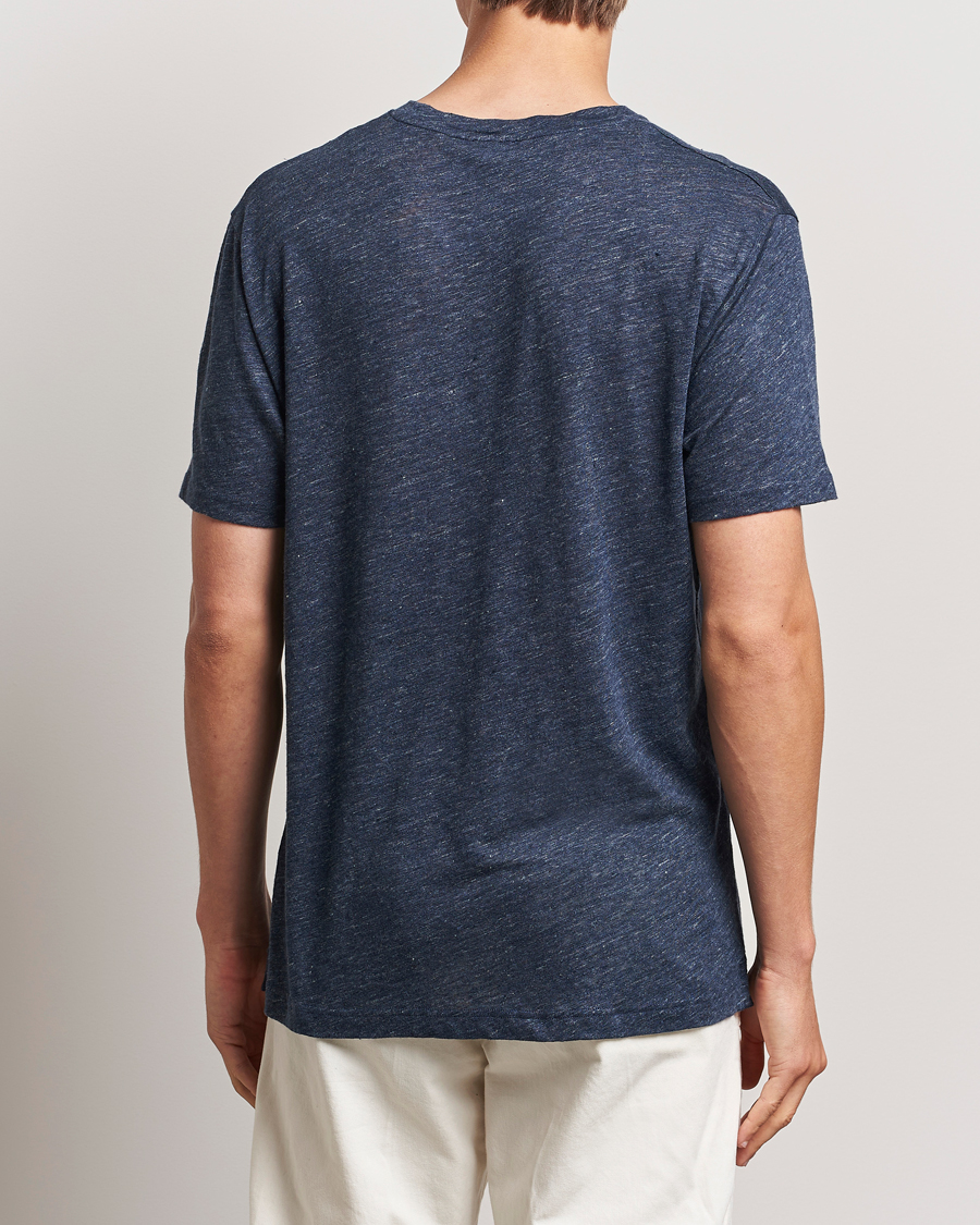 Herre | T-Shirts | Sunspel | Linen T-Shirt Navy Melange