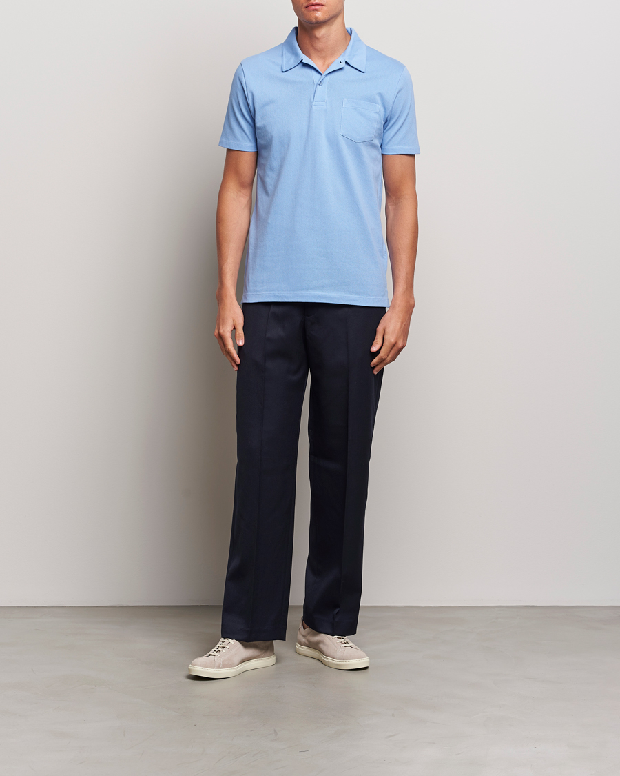 Herre | Polotrøjer | Sunspel | Riviera Polo Shirt Cool Blue