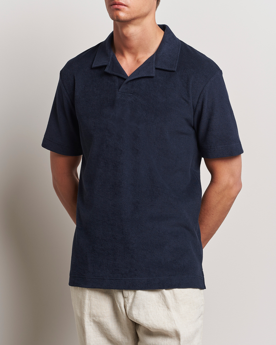 Men | Clothing | Sunspel | Terry Polo Navy