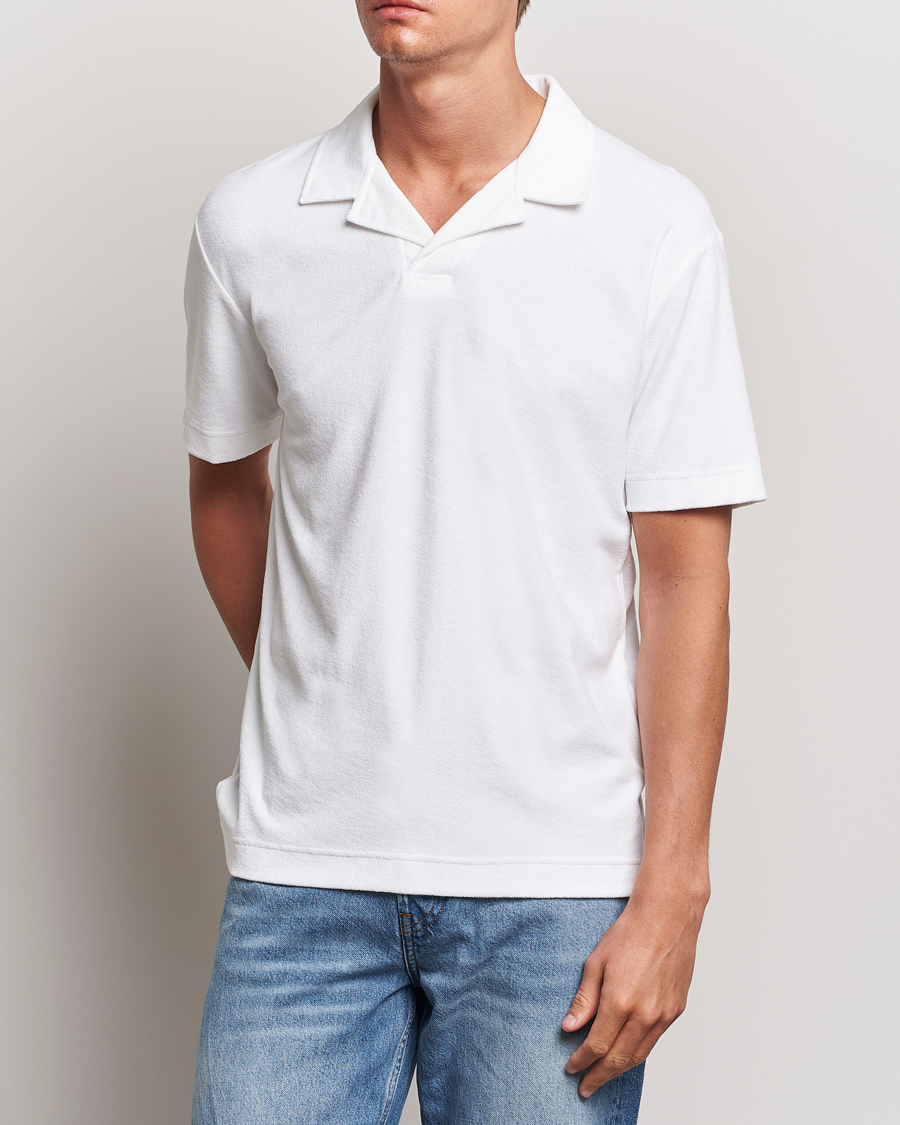 Men | Clothing | Sunspel | Terry Polo White