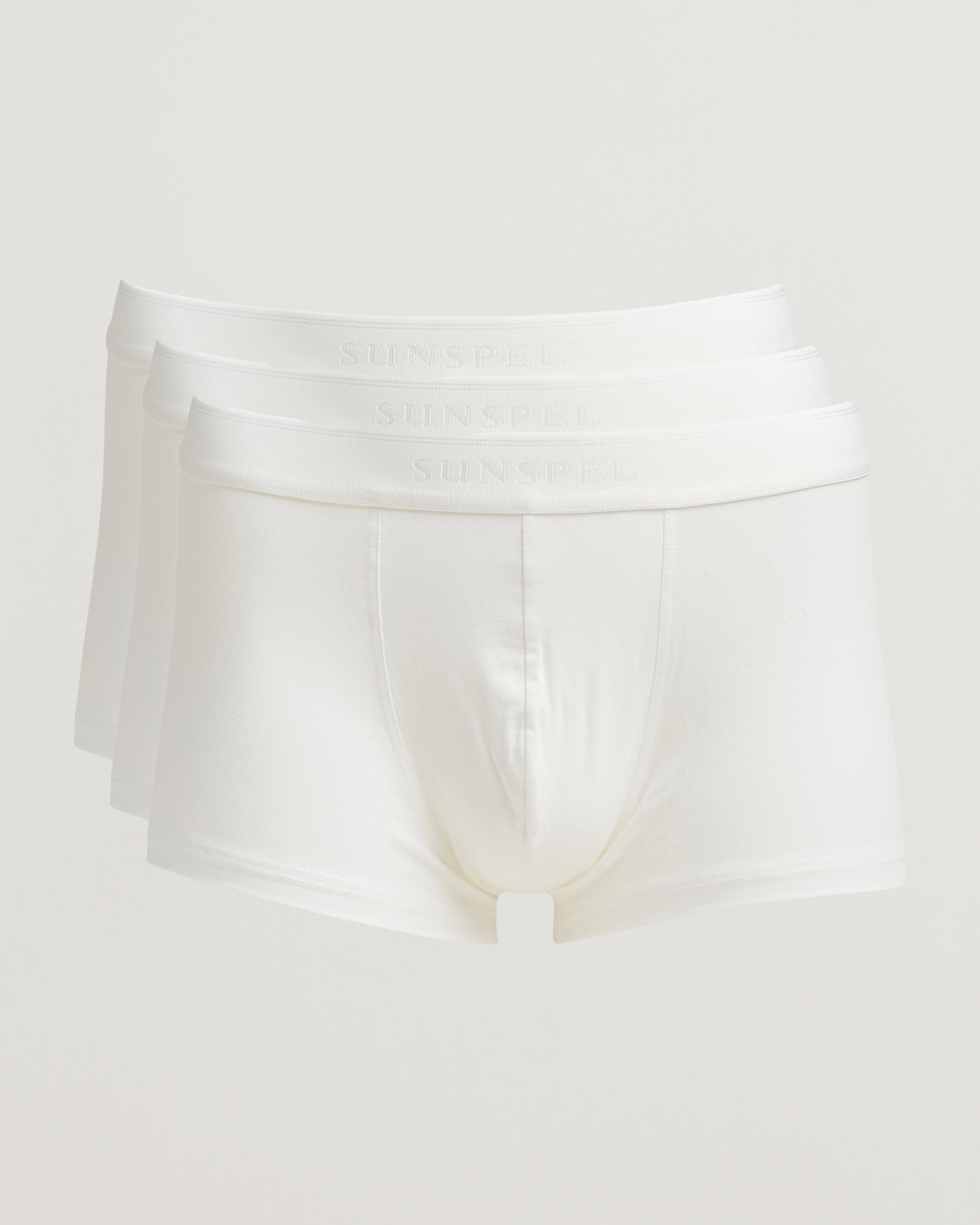 Herre | Undertøj | Sunspel | 3-Pack Cotton Stretch Trunk White