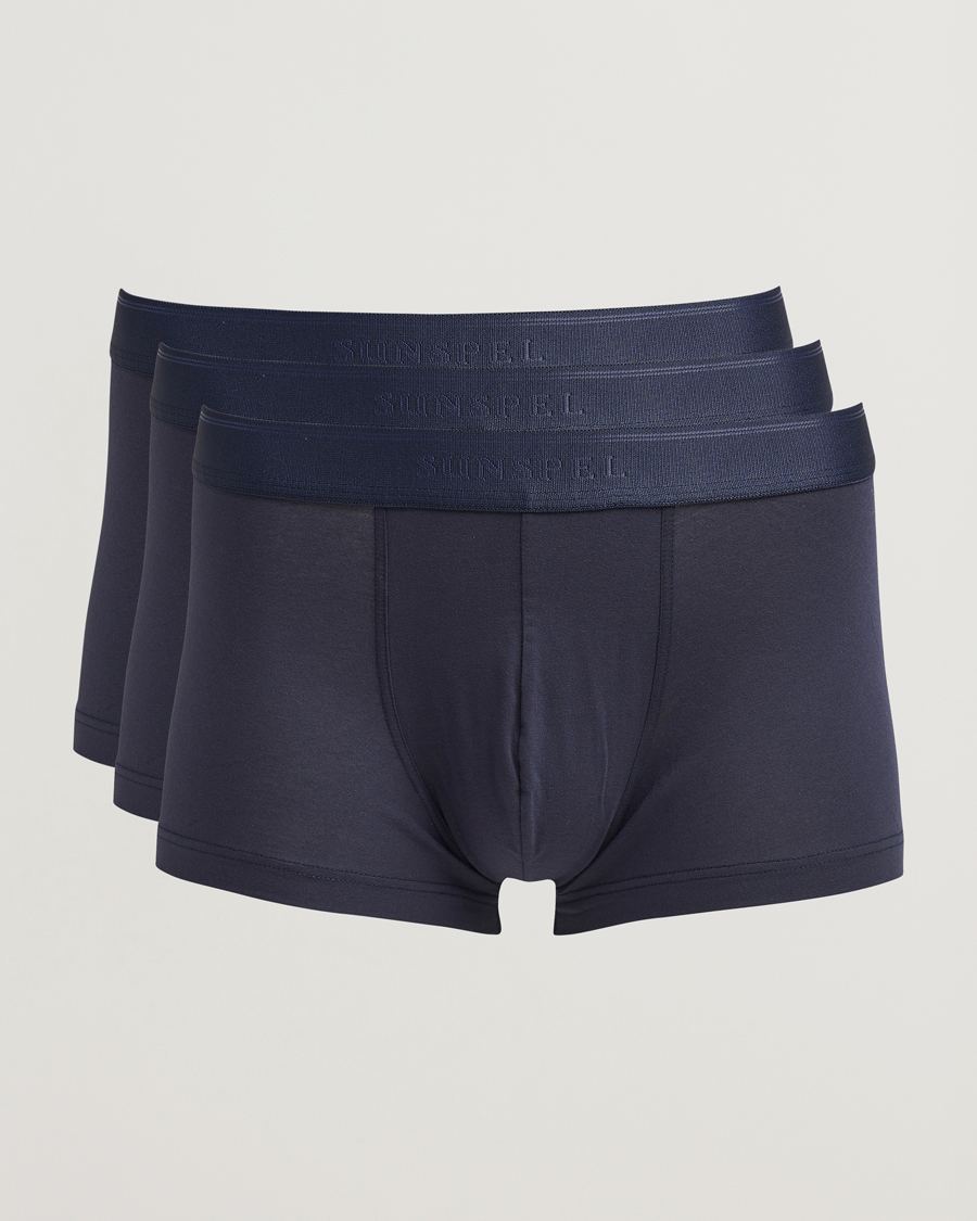 Herre | Undertøj | Sunspel | 3-Pack Cotton Stretch Trunk Navy