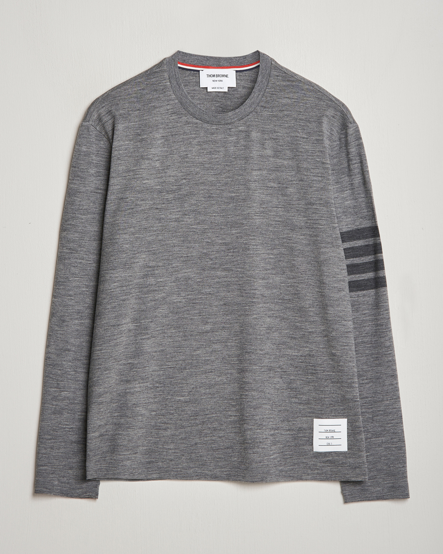 Herre | T-Shirts | Thom Browne | Long Sleeve Wool Jersey T-Shirt Medium Grey
