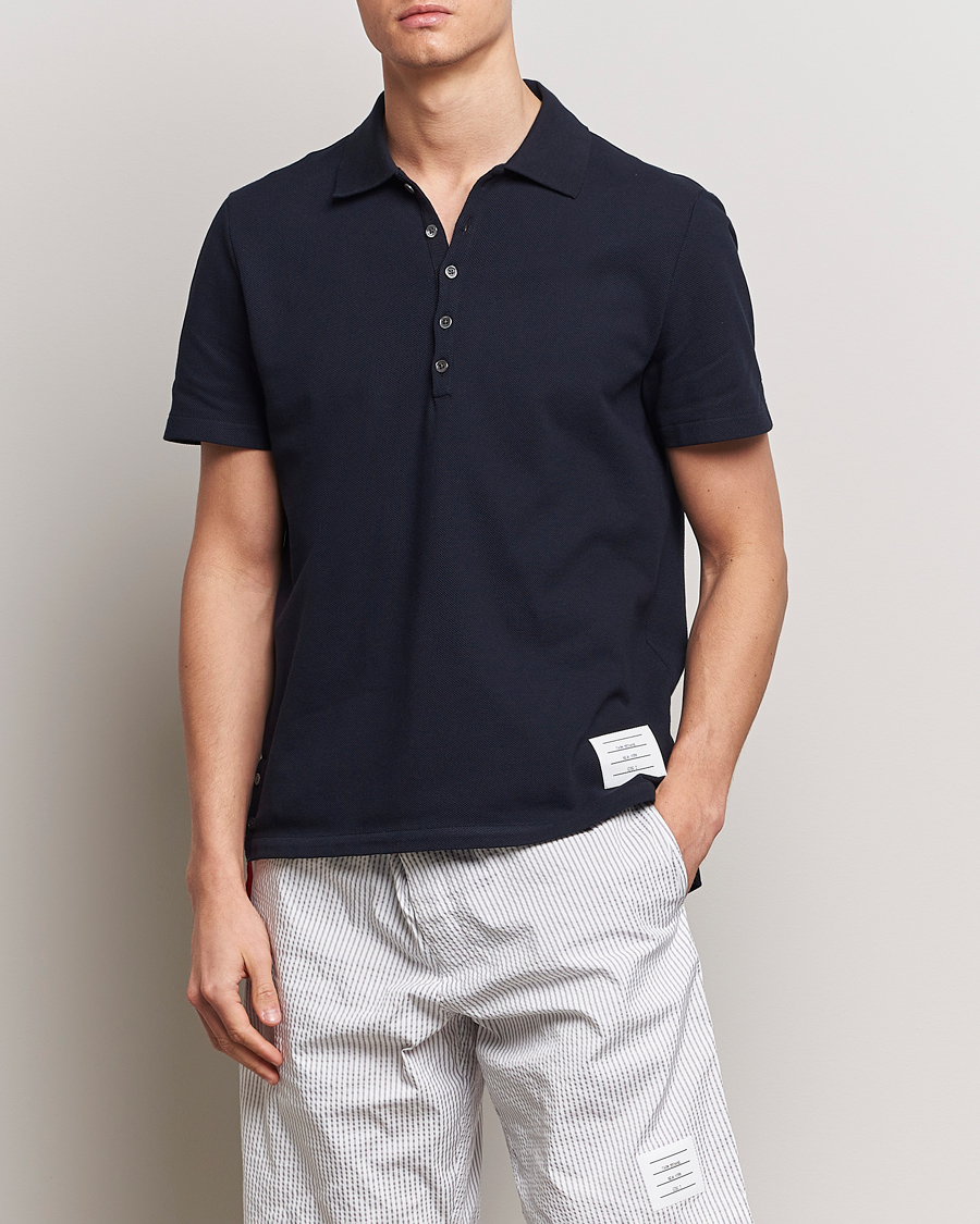 Herre | Nye produktbilleder | Thom Browne | Relaxed Fit Short Sleeve Polo Navy