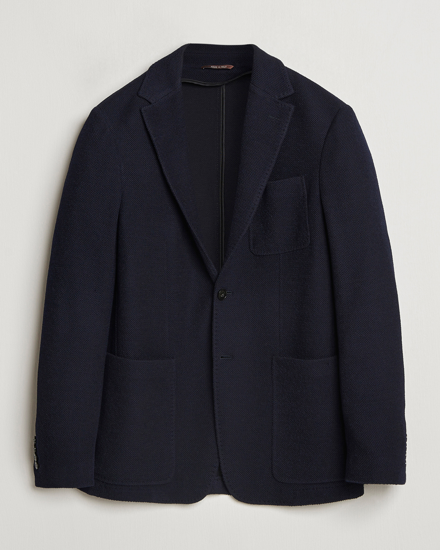 Herre | Blazere & jakker | Canali | Structured Wool Jersey Blazer Navy