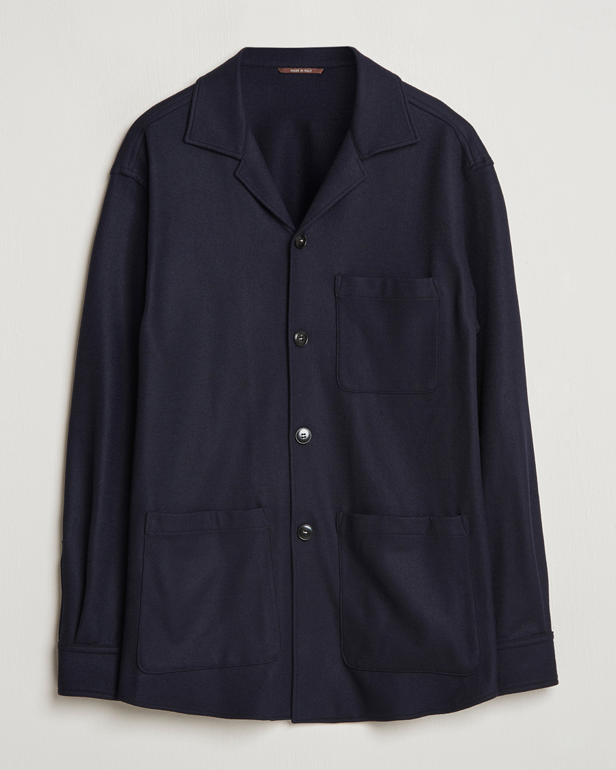 Herre | Jakker | Canali | Wool Shirt Jacket Navy