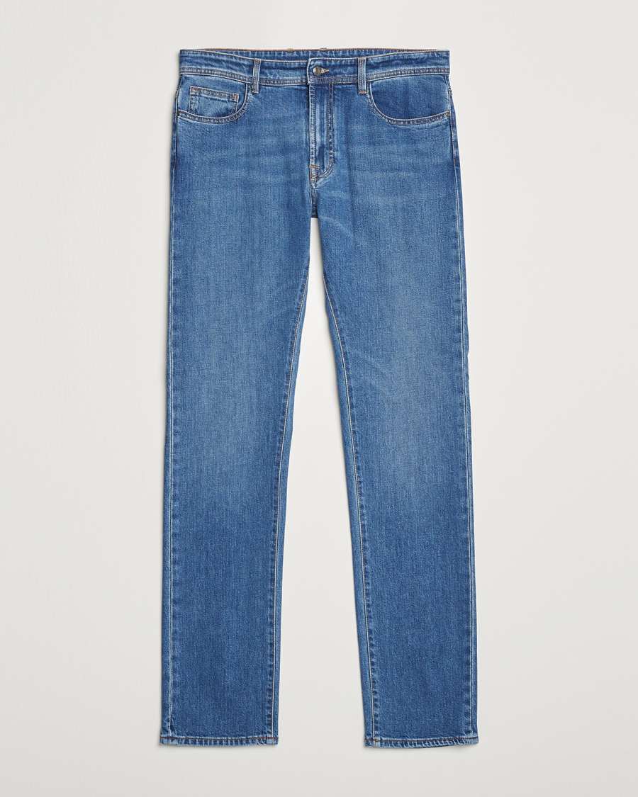 Herre | Jeans | Canali | Slim Fit Stretch Denim Dark Blue Wash