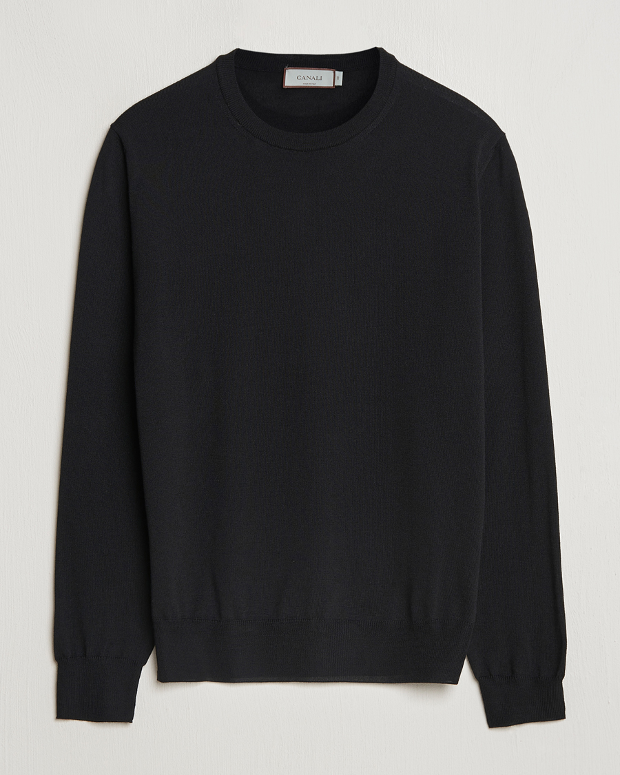Herre | Trøjer | Canali | Merino Wool Crew Neck Black
