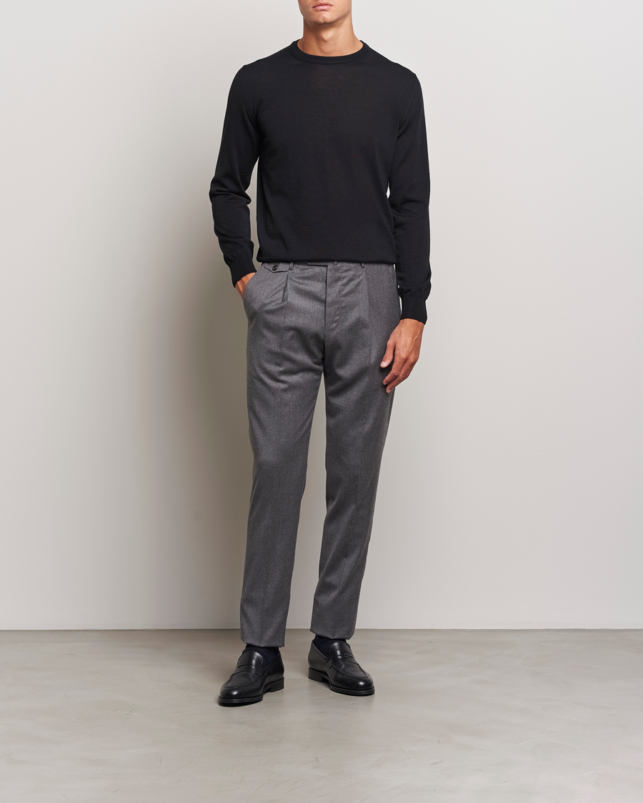 Herre | Trøjer | Canali | Merino Wool Crew Neck Black