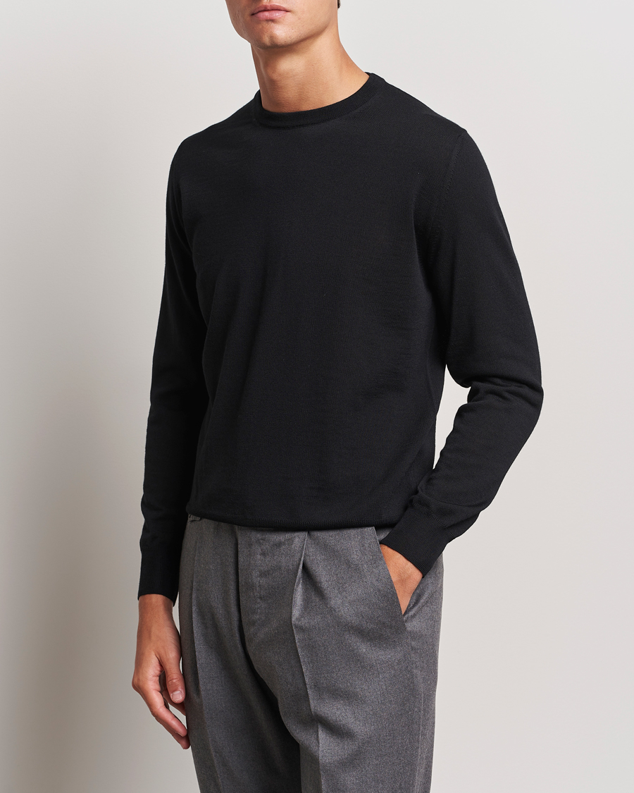 Herre | Trøjer | Canali | Merino Wool Crew Neck Black