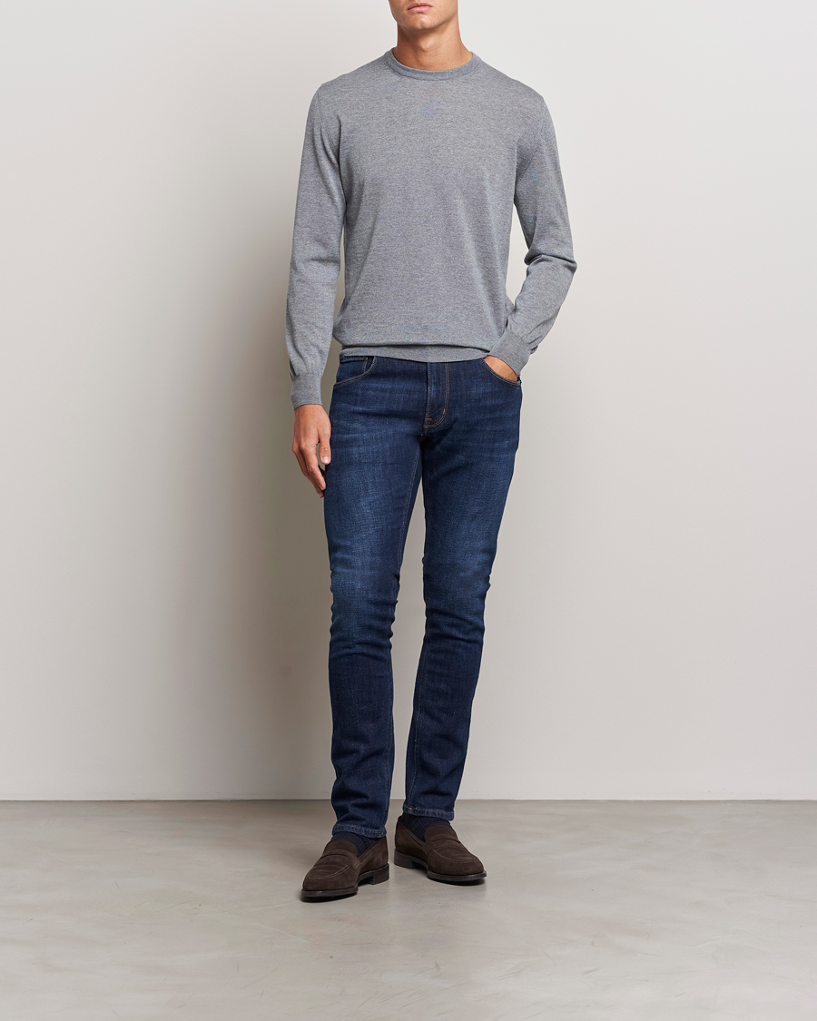 Herre | Trøjer | Canali | Merino Wool Crew Neck Light Grey