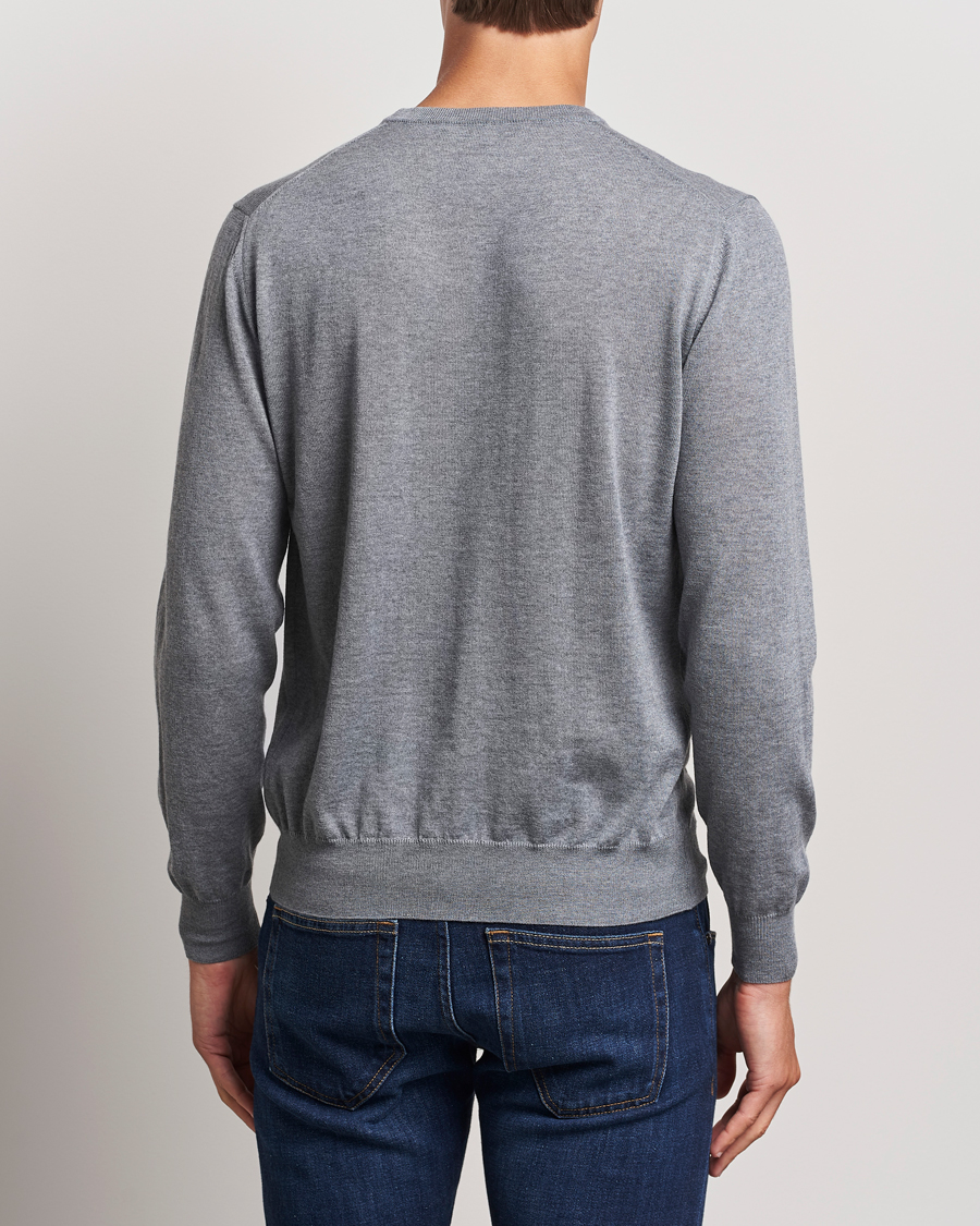 Herre | Trøjer | Canali | Merino Wool Crew Neck Light Grey
