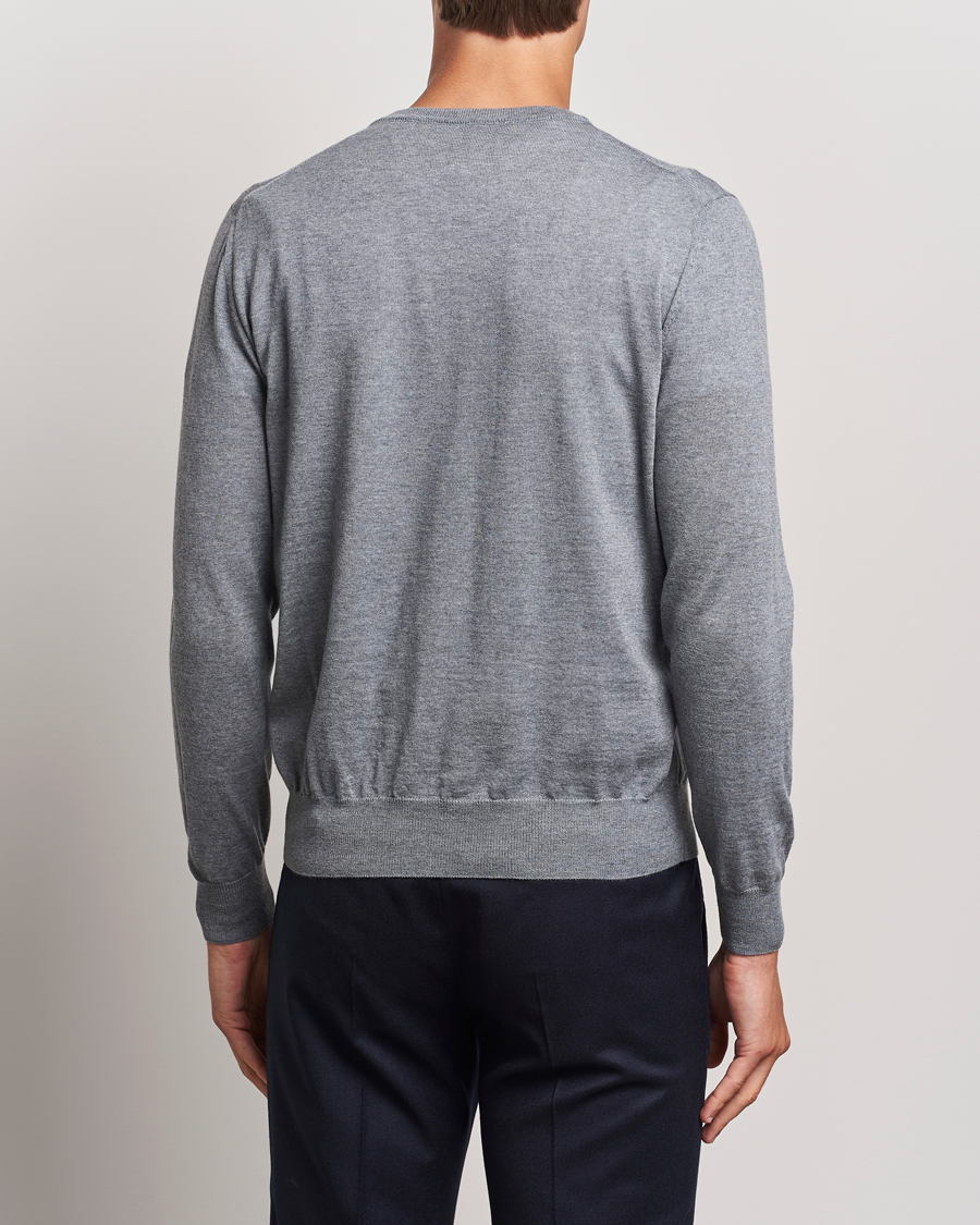 Herre | Trøjer | Canali | Merino Wool V-Neck Light Grey