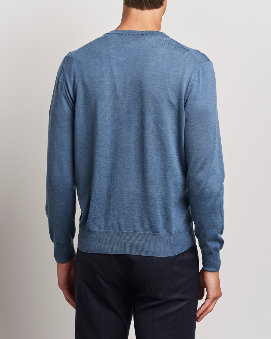 Herre | Trøjer | Canali | Merino Wool V-Neck Light Blue