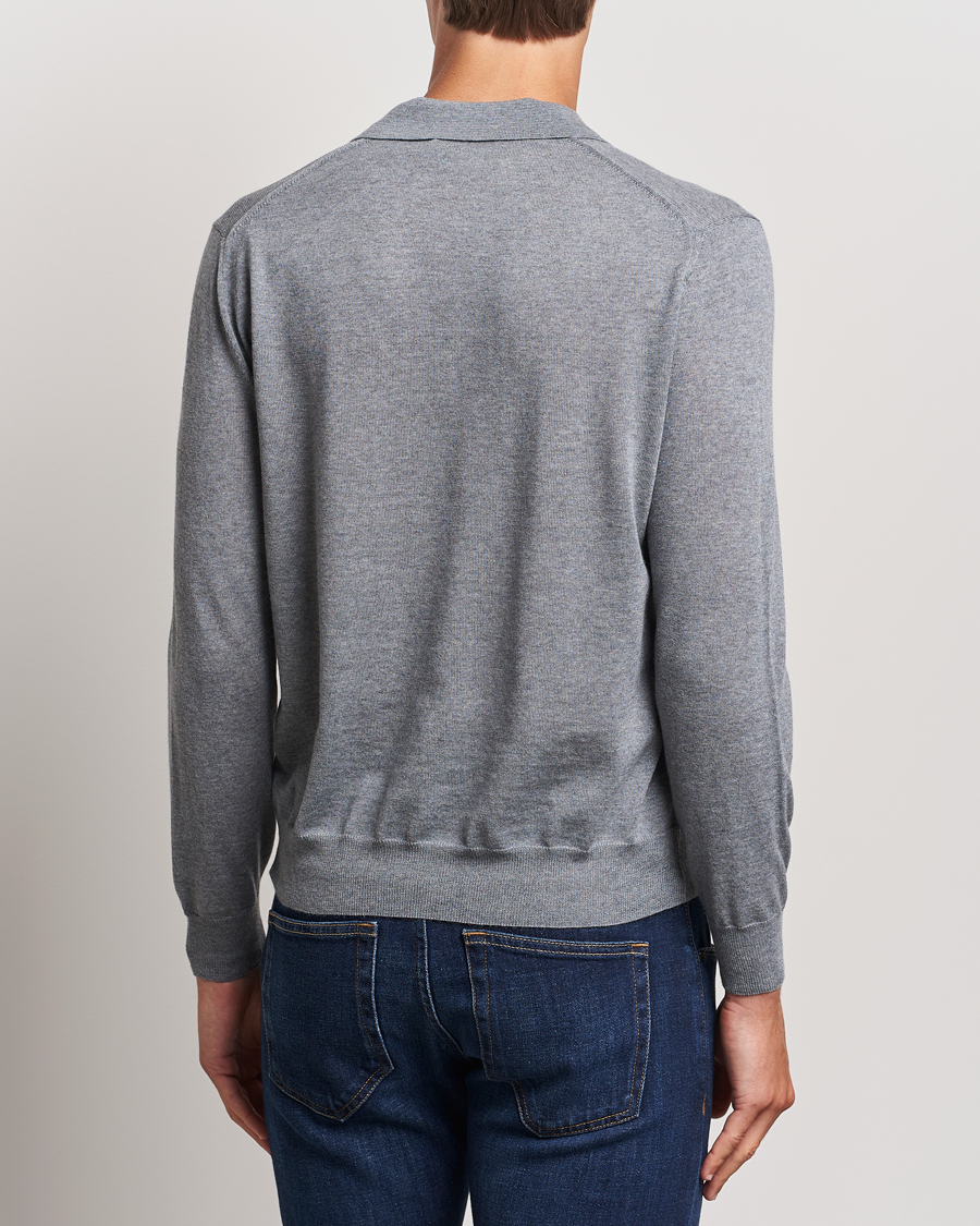 Herre | Trøjer | Canali | Merino Wool Knitted Polo Light Grey