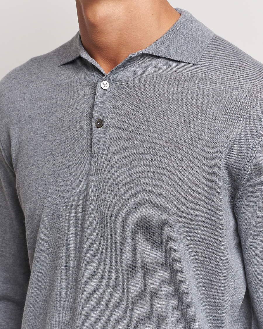 Herre | Trøjer | Canali | Merino Wool Knitted Polo Light Grey